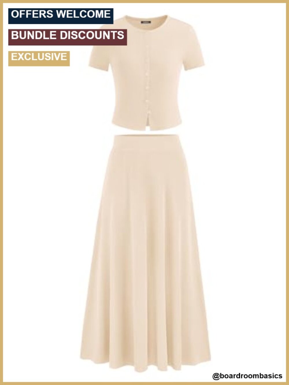 PRETTYGARDEN 2 Piece Set Ribbed Knit Crop Top & Maxi Skirt